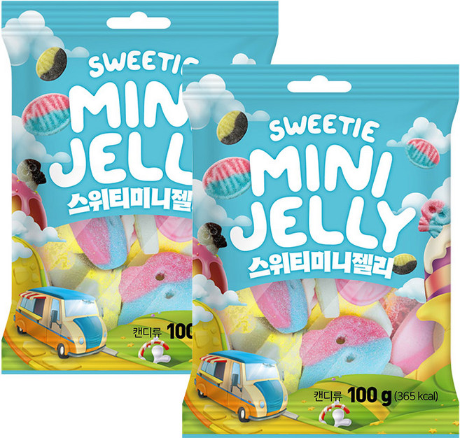 스위티미니 젤리 스웨디시젤리 팝핀캔디, 2개, 100g