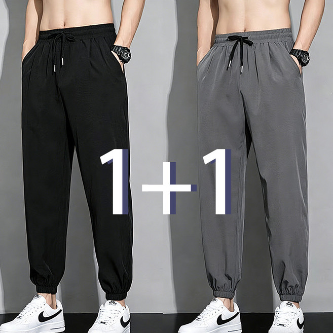 1+1 남자 캐주얼 편안한 조거 팬츠 빅사이즈 통기성 좋은 트레이닝 데일리 심플 트레이닝