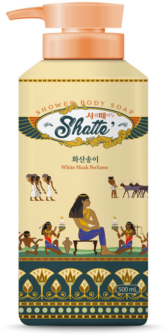 샤워때비누 화산송이 화이트 머스크향, 500ml, 2개