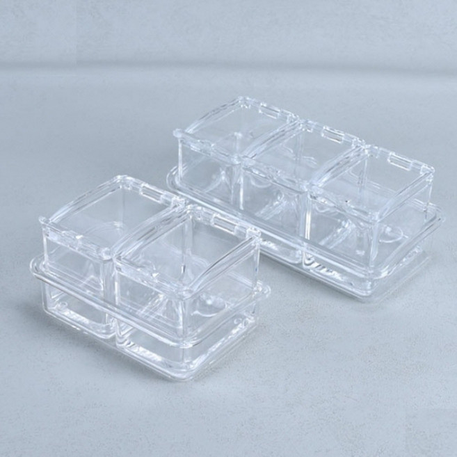 [SB수빈스토어] 투명 양념통 직사각2칸3칸 조미료통세트 소금설탕통 고춧가루통, 직사각3칸양념통(DS)