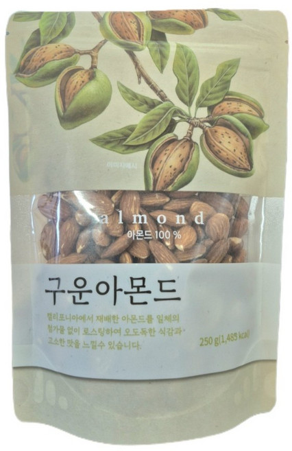 캘리포니아 구운 아몬드, 250g, 5개