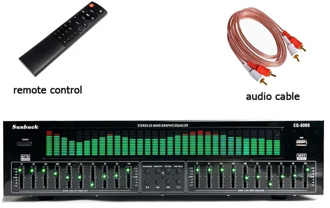 EQ8000 이퀄라이저 Bluetooth 5.4 광섬유 동축 디지털 오디오 디코딩 USB 디스크 프리 스테이지 플레이어 A, 01 Green LED, 01 220V