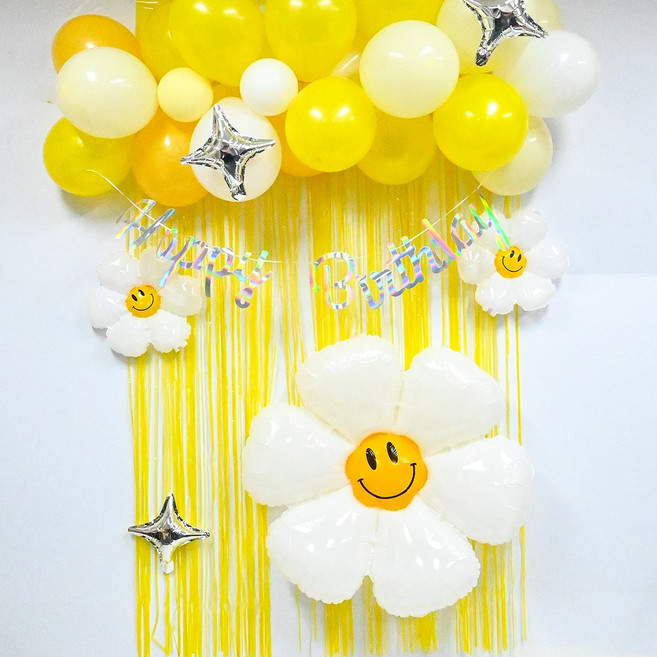 별이네파티 데이지 풍선 생일 세트 수술 커튼 장식 세트 생일, 1세트