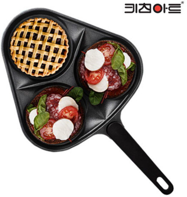키친아트 휴브 3구 에그팬, 24.7cm, 1개