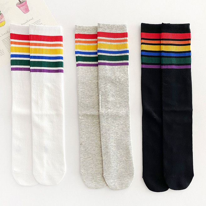 루쓰키즈 아동용 레인보우 니삭스 반양말 3종 세트