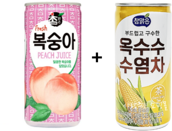 대일 참맑은 복숭아 175ml 30개 + 대일 옥수수수염차 175ml 30개, 60개