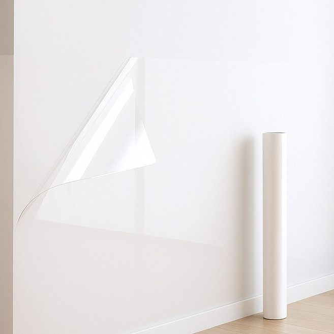 바이앤뷰 투명 오염방지 무점착 벽지 보호 필름