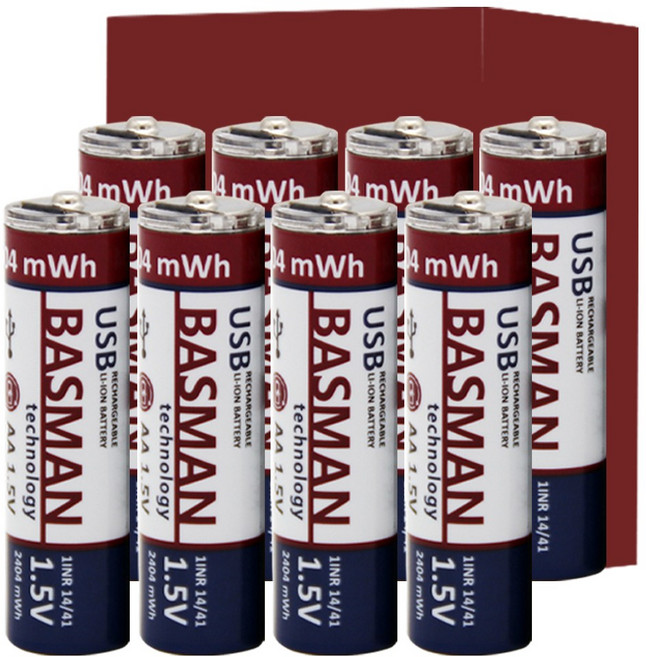 바스맨 2세대 C타입 충전식 건전지 리튬이온 배터리 AA 8개입 (1650mAh), 1개