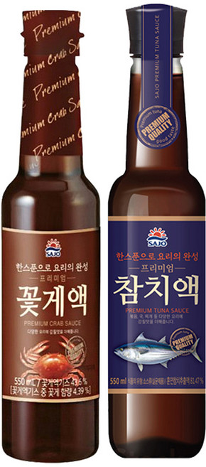 프리미엄 참치액 550ml+프리미엄 꽃게액 550ml, 1세트, 1.1L