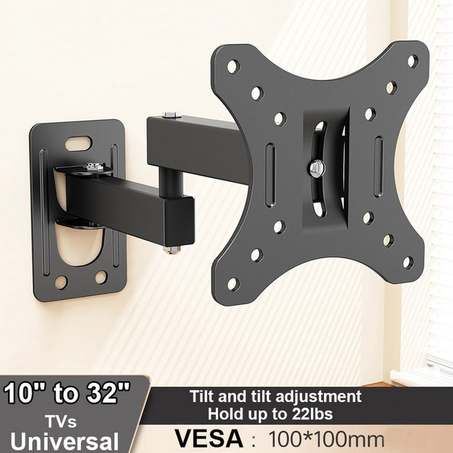 20 TILTABLE TV WALL HOLDER UNIVERSAL BRACKET 14 PANEL FLAT ROTATED MONITOR STAND 37 FOR MOUNTS 360, 검정색, 1개