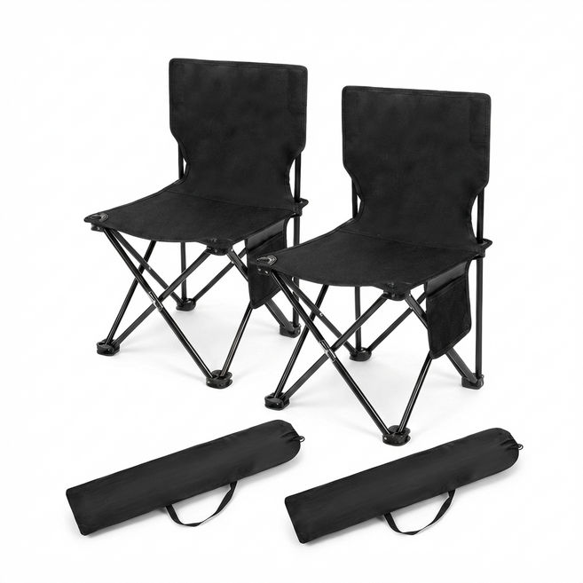 픽메이트 아웃도어 휴대용 접이식 캠핑 낚시 의자 대형, 블랙, 2개