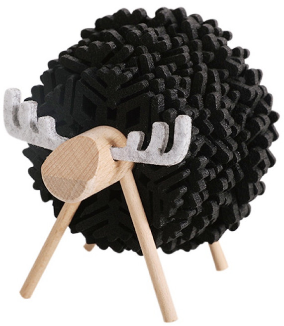 咩咩羊毛氈杯墊 防燙桌墊 綿羊造型DIY收納 居家裝飾擺件, 1個, 黑色