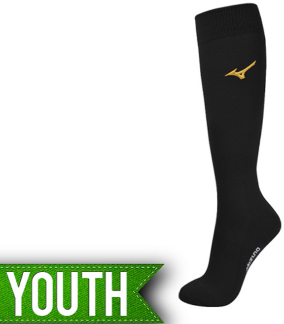 미즈노 유소년 야구양말 (21~24cm) 12YX1U2109 검정, 블랙, 1개