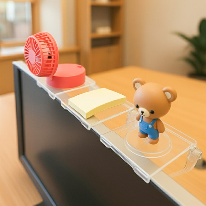 판다미 책상정리 TV 모니터 위 선반 거치대, 1개, 투명