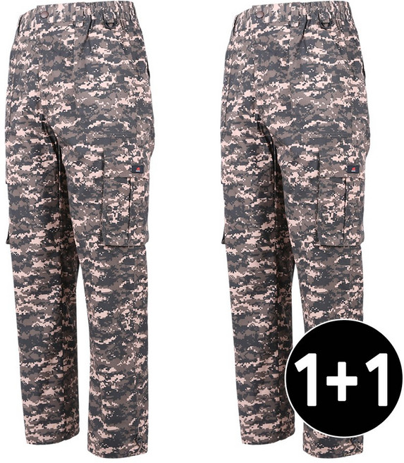 1+1 남성 봄 여름 카고 바지 건빵 작업복바지 남성 스트링 팬츠