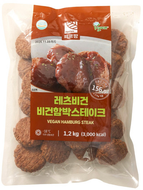 파르팜 레츠비건 함박스테이크, 1개, 1.2kg