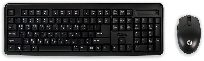 큐센 무선 키보드 마우스 세트 + 키스킨, MK210, 블랙, 일반형