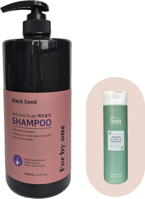 탈모완화기능성샴푸 포바이원 블랙씨드 맥주효모 스칼프샴푸 1000ml 추가 두피스캘프팩 250ml, 1개, 1L