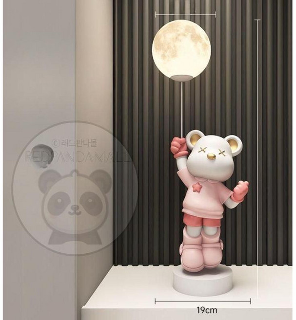 곰돌이 사이드 테이블 곰트레이 대형 침실 카페 피규어 현관 레드판다몰 집들이 장식품 탁자 인테리어 간이, 베어 옐로우 54cm (3색 라이트)