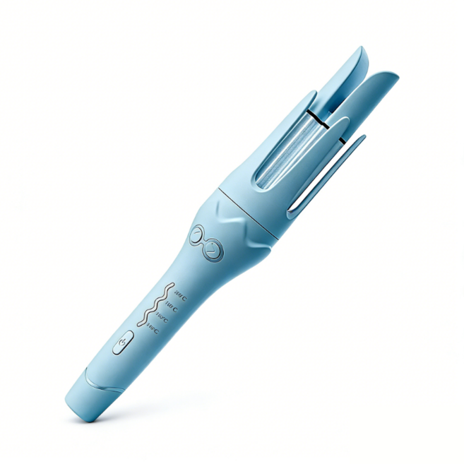 전자동 고데기 36mm 음이온 봉고데기 4단계 온도조절 휴대용 가정용, 블루