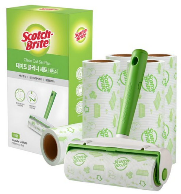 스카치브라이트 3M 대형 테이프클리너 플러스 핸들 1p + 리필 6p 세트, 6개