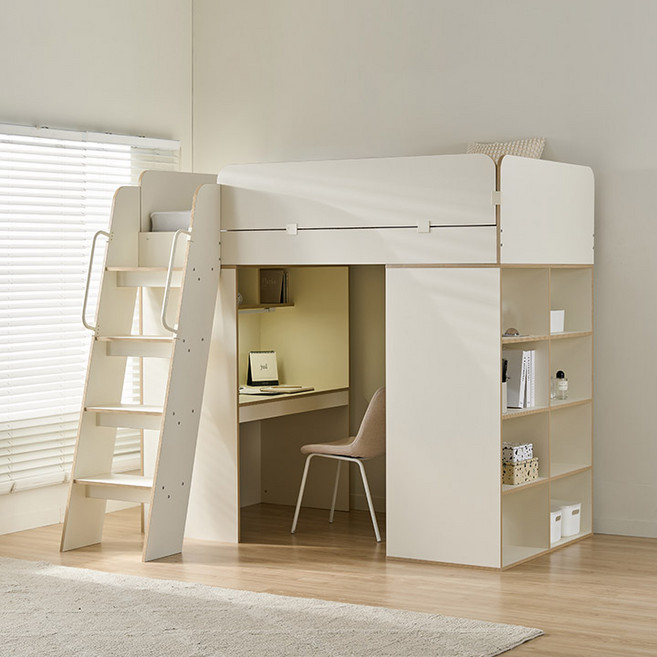 삼익가구 빅 네스트 벙커 이층 침대+옷장/책장+책상 세트, 침대+옷장+책상+LED (매트제외)_화이트