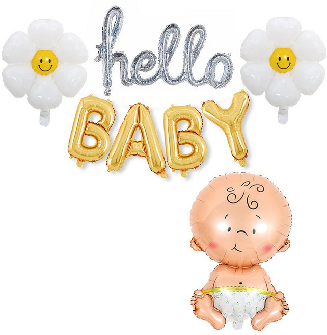 올리브파티 데이지 베이비샤워 파티 레터링 풍선 세트, 1세트, 남아_기본