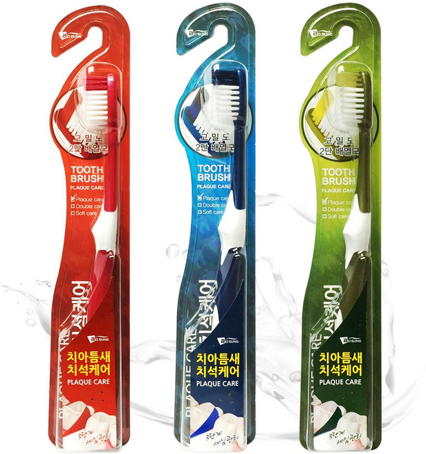 치아 치석 토탈케어 보성 양면 미세모 칫솔 (색상랜덤) 치간 어금니 치석제거, 3개, 1개입