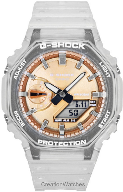 카시오 G-Shock 아날로그 디지털 레진 스트랩 브론즈 다이얼 쿼츠 GA-2100BM-7A5 200M 유니섹스 시계