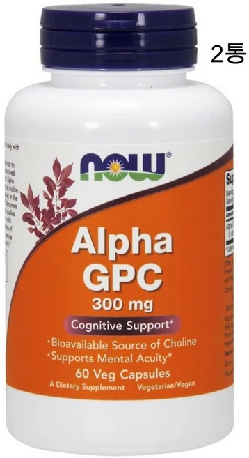 나우푸드 알파 GPC 콜린 300mg 60베지캡슐, 2개, 60정 - 쿠팡