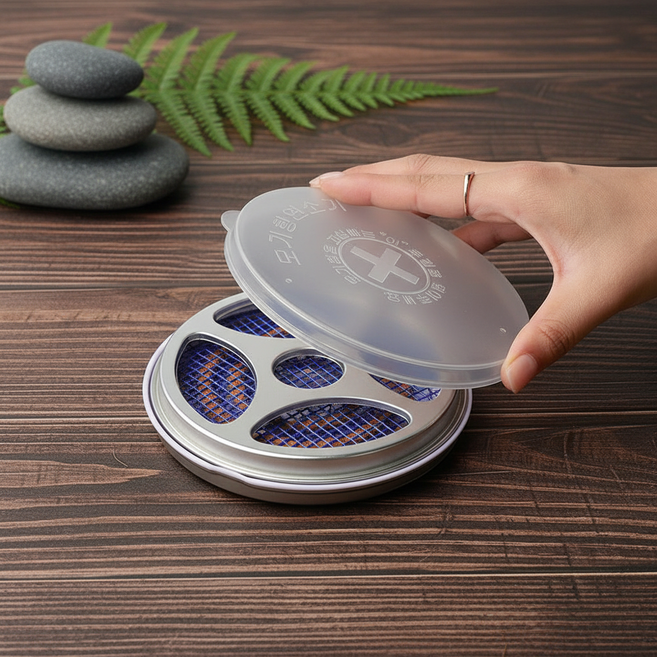 모기향 철제 받침대 낚시 캠핑 모기약 연소기 스텐 트레이, 산도깨비 모기향연소기 뚜껑형