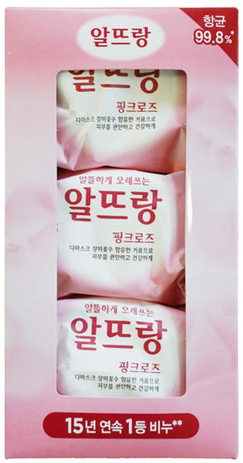 엘지 알뜨랑 알뜰하게 오래쓰는 비누 핑크로즈 140g 3입 세안