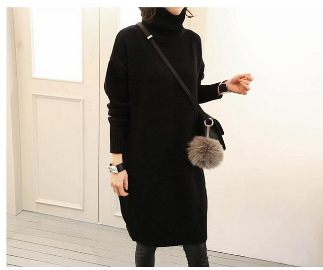 채윤러브 chaeyoon love 여성 스웨터 목폴라 니트 롱 티셔츠 CY0003A