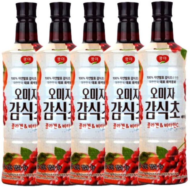 광야식품 오미자감식초 (음료 베이스 4~5배 희석용), 970ml, 5개