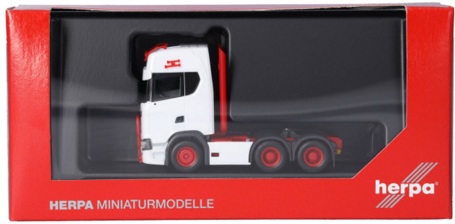 Herpa Scania CS 20 HD 6X4 雙軸曳引車 模型 紅白雙色車身, 1個