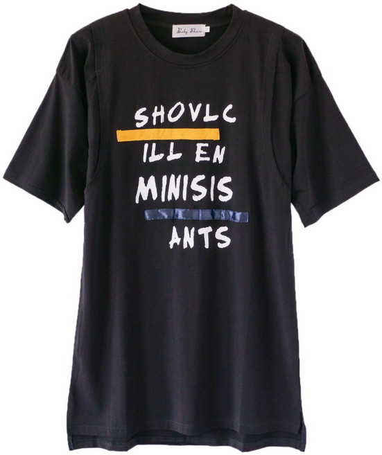 BabyShare時尚孕婦裝 字母緞帶哺乳短袖孕婦裙 哺乳衣【J1S012D2L】