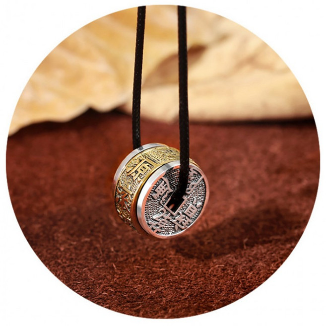 재물을 불러오는 엽전 목걸이 행운 펜던트 남녀 공용 재물운 개업 선물, 1개, 상세페이지 참조