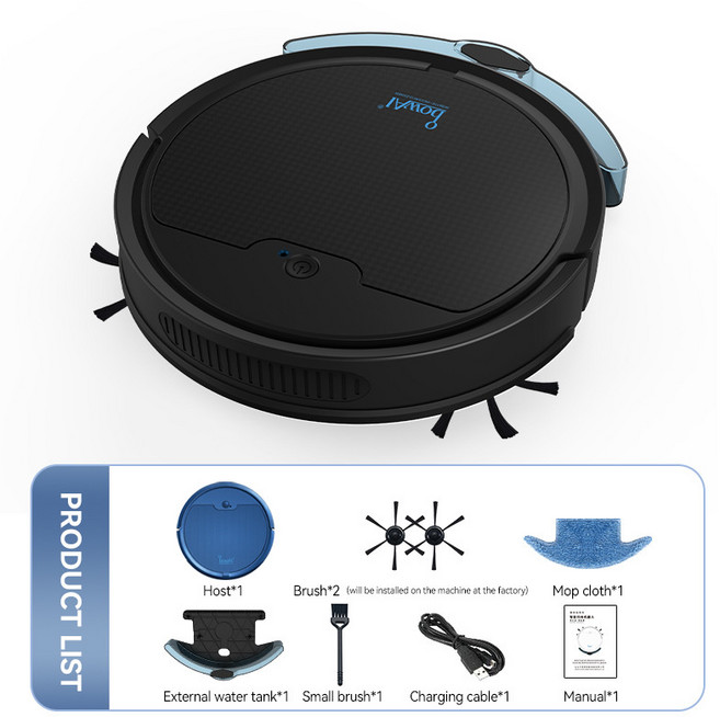 掃地機器人智能掃吸拖一體機手機APP控制家用清潔掃地機, 一臺, 黑色中文版