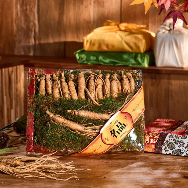 프레쉬업 프리미엄 금산인삼 6년근 설명절 고급인삼세트 800g 고급 보자기 선물용 박스 포장 설날 선물용 구정 거래처선물, 두꺼운수삼 800g