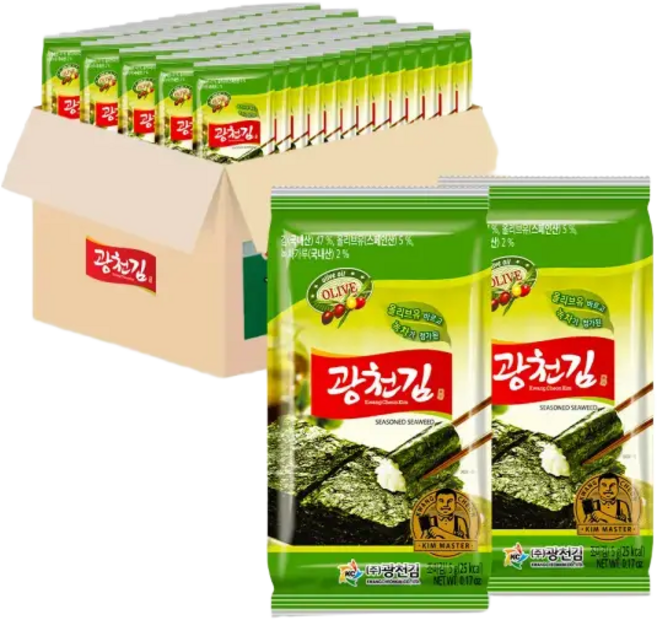 [광천김] 올리브유 녹차 재래도시락김 5g 72봉(1BOX), 1개