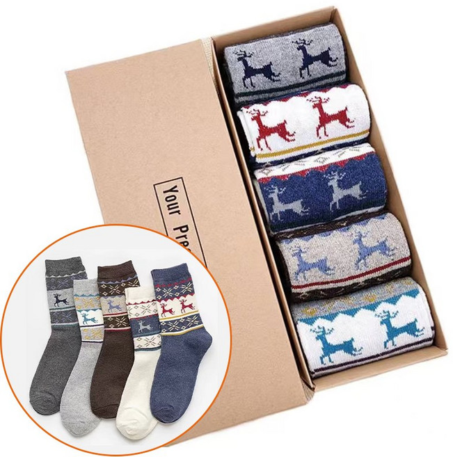 루이스 크리스마스 털양말 5PCS선물세트 사슴뿔 산타 고급양말 ZCFD0