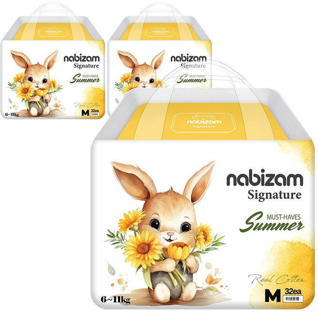 나비잠 기저귀 시그니처 썸머팬티 중형 3팩, 96매, 중형(M)