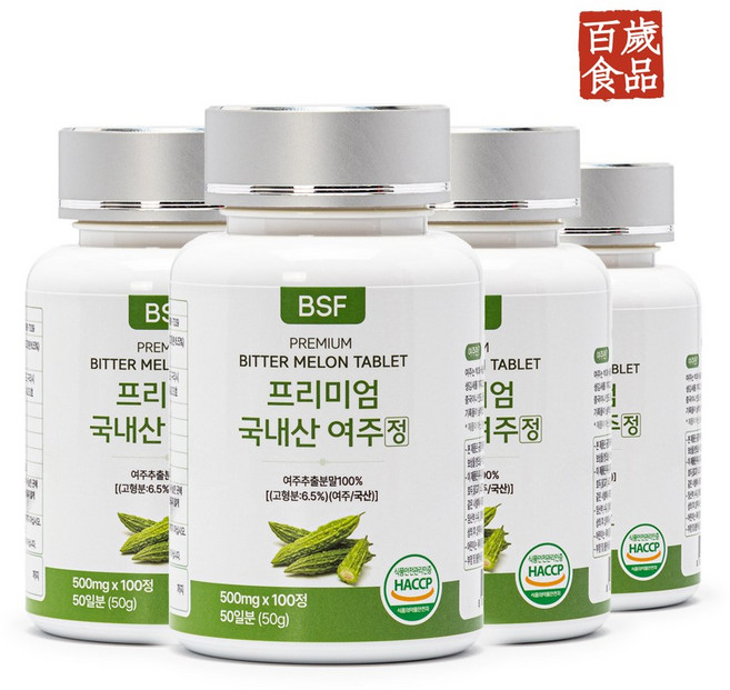 BSF 프리미엄 국내산 여주정 500mg x 100정 50일분, 4개, 50g