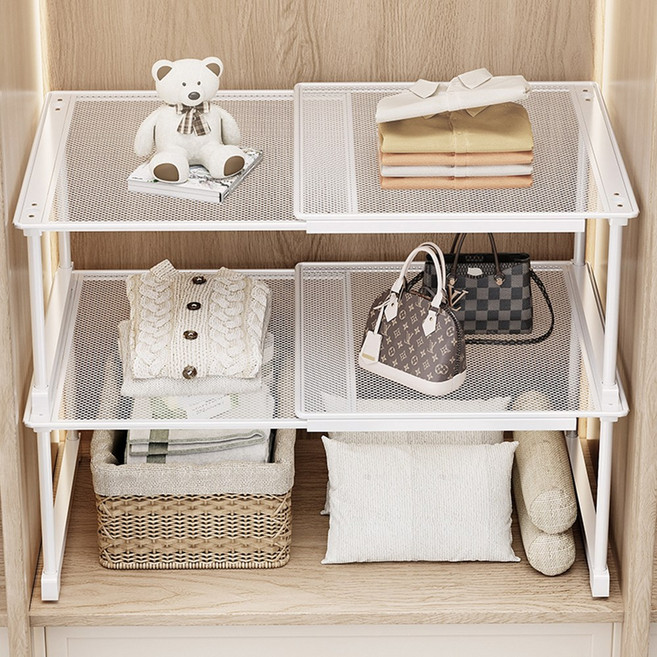 무타공마켓 2세대 길이조절 적층 옷장 드레스룸 옷정리함 정리트레이, 1개, 화이트