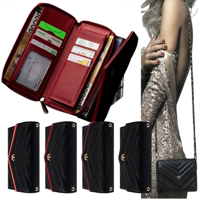 퀀즈 핸드백 지퍼 카드 지갑 다이어리 케이스 현금 카드 수납 갤럭시S25엣지 SM-S937N 롱스트랩줄 포함