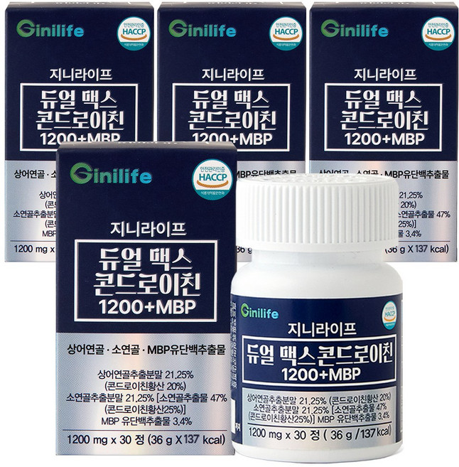 지니라이프 듀얼맥스 콘드로이친1200+MBP 소연골+상어연골, 4개, 30정