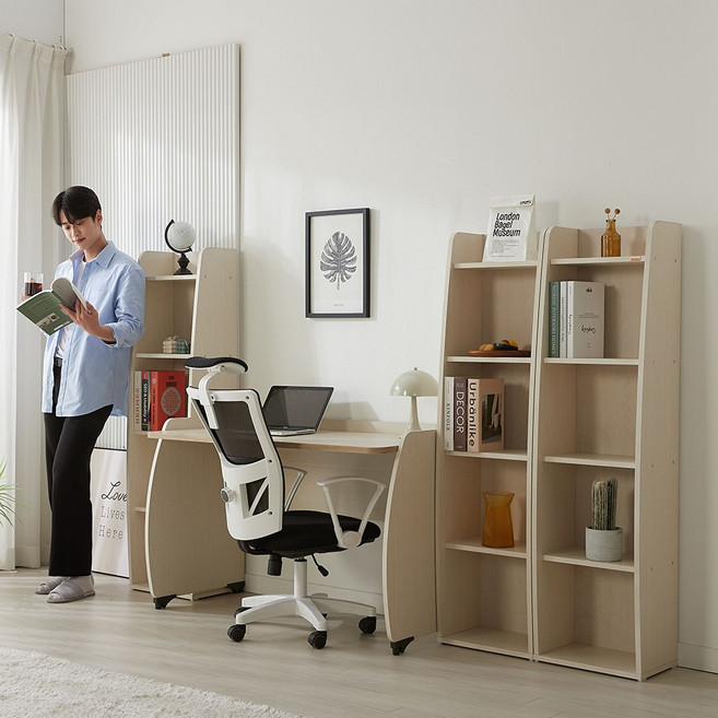 우드빌 피오레책상 1200, 피오레책장 4단, 화이트오크