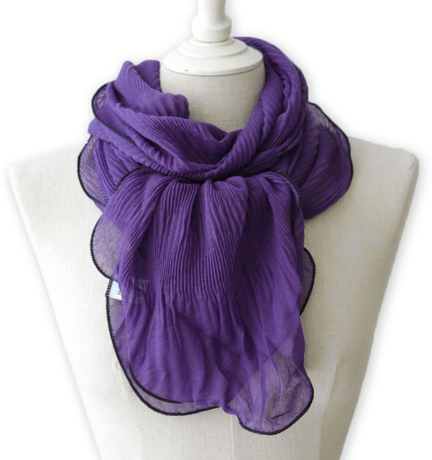 메리앤유 물결 파이핑 플리츠 주름 롱 스카프 머플러 간절기