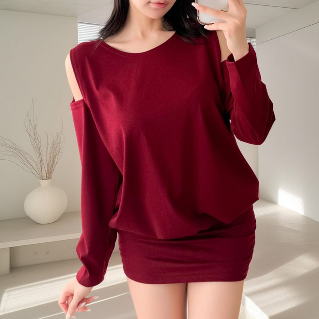 글램디브 비헬드 셔링원피스 미니 가오리핏 트임 AC1116