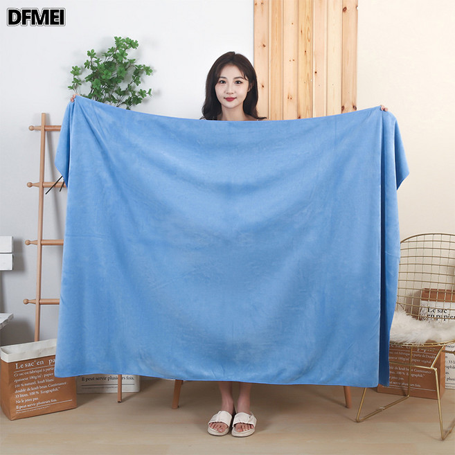 DFMEI 美容院專用毛巾浴巾大號汗蒸按摩鋪牀巾家用吸水大浴巾, 1個, 1個裝, 中藍色:100*200cm【300g】